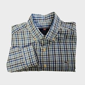Vineyard Vines Men's Whale Check Button Down Long Sleeve Shirt Size Medium